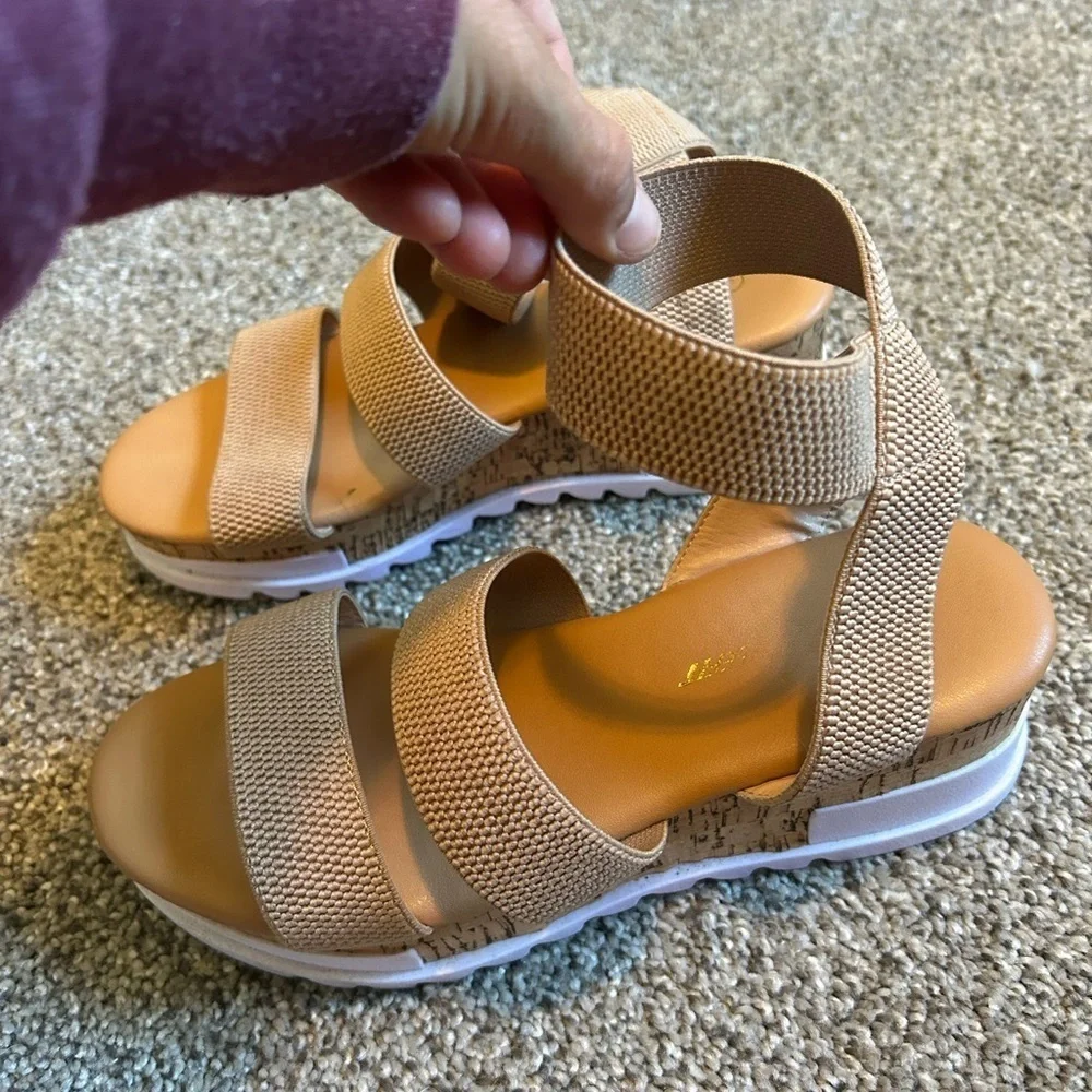 Open toe ankle strap casual platform espadrilles wedge sandals